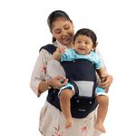 LuvLap Comfy Newborn Baby Carrier with Detachable Hip Seat (3 in 1), Ergonomically Designed (6-24 Months), 6 Baby Carrying Modes, Carrying Capacity 15Kg, Blue