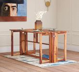 KINGWOOD FURNITURE Seoul Foldable Dining Table in Solid Sheesham Wood Size: 145 x 80 x 75 cm (Honey Finish)