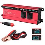 2000w Inverter 12v to 240v,Aluminum Car Power Inverter DC 12v to AC 240v with 3 UK Sockets 4 USB,Pure Sine Wave Inverter with LED Display & 8-tier Safety Protection for Travel, Camping
