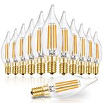 Hizashi 90+ CRI E12 LED Candelabra Bulb 40W Equivalent, 2700K Warm White, Dimmable Chandelier Light Bulbs, CA10 LED Candle Bulbs, 4W, 450 Lumens, UL Listed - 12 Pack