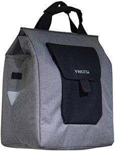 Vincita Jess Bicycle Grocery Pannier - Bike Shopping Bag for Urban Commuter with Large Capacity, Handle and Reflective Spots- Modern Stylish Design for All Bikes (Gray)