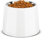 ComSaf Raised Dog Bowl 450ml, Single Elevated Dog Food Bowl with Detachable Melamine Stand, Dog Water Bowl for Dogs and Cats, Non-Skid & Non-Spill, Easier to Reach Food, White