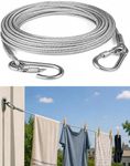 Leawall Heavy Duty Clothes Drying Rope 5 Meter with Hooks | Strong Steel Clothesline for Balcony, Bathroom, Travel & Camping | Rust-Resistant Durable Cloth Line for Indoor & Outdoor Use (Silver)