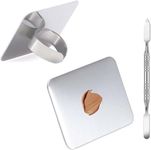 Makeup Mixing Palette, Feelhigh Stainless Steel Cosmetic Artist Mixing Palette with Spatula,Stocking Stuffers for Women Makeup Spatula Makeup Mixing Foundation (Ring shaped)