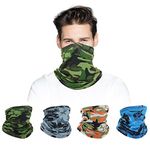 4 Pack Multifunctional Headwear, Face Snoods Bandana Headband Windproof Elastic Tube Scarf for Men &Women, Soft and Comfortable Face Shield Headband Snood for Outdoor Sports, Cycling, Fishing