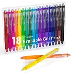 Lineon Erasable Gel Pens, 18 Colors Retractable Erasable Pens Clicker, Fine Point, Make Mistakes Disappear, Assorted Color Inks for Drawing Writing Planner and Crossword Puzzles