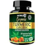 Ultra Pure Organic Turmeric Curcumin and Organic Black Pepper Capsules High Strength Food Supplement 120 Veg Capsules Soil Association Organic Certified and Vegetarian Society Approved - Made in UK