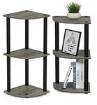 STAR WORK Set of 3 Tier Corner Shelf, Industrial Wall Corner Bookshelf with Metal Frame, Corner Storage Rack Shelves Display Plant Flower, Stand Bookcase for Home, Office, Kitchen (2.6x2x1 Feet)