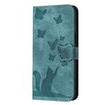 for iPhone SE 2022 Case iPhone SE 2020 Cover iPhone 8/7/6 Case Butterfly Cat Shockproof PU Leather Wallet Phone Case for Girls with Card Holder Folding Stand Magnetic Protect Flip Cover, Green