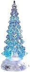 Holiday Pine Tree Multicolored Light Up Glitter Confetti Swirl 8.5 Inch Acrylic Tabletop Figurine