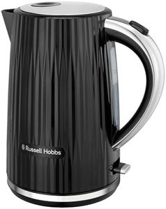 Russell Hobbs Eden Kettle, RHK2736BLK, Textured Design, Push to Open Lid, 360° Base & Cord Storage, Water Window with Gauge, 1.7L Capacity, Black