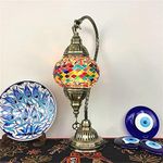 Turkish and Moroccan Mosaic Bohemian Plug Table lamp, can be Used as Bedroom Bedside lamp, bar Table lamp, etc. (5 Colors, Multiple Plugs) (E)