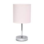 Simple Designs LT2007-BPK Chrome Mini Basic Fabric Shade, Blush Pink Table Lamp