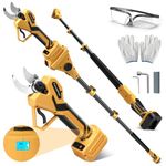 FormiPow Cordless Pruning Shears for DeWalt 20V Battery, 420W Brushless Pruner with Extendable Pole, 13FT Reach, Cuts 1.6" Branches, SK5 Steel Blade, LCD Screen & Safety Lock (Battery Not Included)