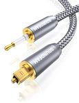 Toslink to Mini Toslink Cable SOUNDFAM Optical Audio Cable Gold-Plated Plug Digital Optical S/PDIF Audio Cable for HDTV,Home Teather,Soundbar-Grey (3.3 Feet/1M)