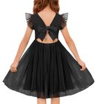 Arshiner Black Tulle Dress for Girls Summer Formal Kids Prom Tutu Dresses 6Y