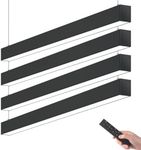 Barrina 5568 Remote Series LED Linear Light Fixture with Remote, 2nd-Generation, 4FT 45W Seamless Connection, 3000K-6000K Color Changing, Dimmable Hanging Office Shop Light, Black, 4 Packs