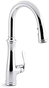 Kohler K-560-CP Bellera Pull-Down Kitchen Faucet, Polished Chrome, Single-Hole or Three-Hole Install, Single Handle, 3-Function Spray Head, Sweep Spray and Docking Spray Head Technology