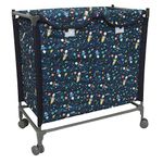 Kuber Industries Laundry Hamper Sorter Basket 2 section Organizer for Dirty Clothes with Heavy Duty Rolling Wheels (Blue)-KUBMART15812