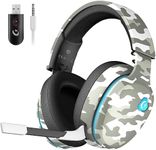 Gtheos 2.4GHz Wireless Gaming Headset for PS5, PS4 Fortnite & Call of Duty/FPS Gamers, PC, Nintendo Switch, Bluetooth 5.3 Gaming Headphones with Microphone for Computer, Mobile, Stereo Sound (Camo)