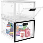 Medicine Lock Box for Safe Medication, Lockable Storage Cabinet for Fridge Food/Electronics Safe, Phone Jail Lock Box with Combination Code for Home/Dorms/Office Storage Lockers (2, 1Clear1BlackBid)