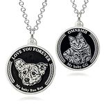 Personalized Pet Necklace Custom Dog Photo Gifts 925 Sterling Silver Engraved Cat Picture Memorial Jewelry Customized Portrait Unique Gift for Pet Lovers, Mom, Women