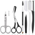 Eyebrow Trimmer Kit, 6 in 1 Eyebrow Scissors, Tweezer, Eyebrow Razor, Shaping Scissors & Brush for Women