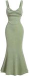 SOLY HUX Women's Cowl Neck Bodycon Maxi Dress Sleeveless Tie Backless Cami Party Long Dresses Solid Green Medium