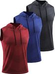 Cadmus Men's Workout Sleeveless Hoodies Athletic Training 3 Pack Gym Tank Tops Sports Fitness T Shirts,0098,3 Pack,Grey/Blue/Red,2XL