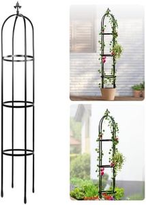 Idzo 100% Metal Obelisk Trellis for Climbing Plants Outdoor 6ft - 72in, Heavy Duty Black Garden Trellis for Climbing Vine with Hammer Stone Coated, 1pc