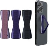 kwmobile Finger Holders for Smartphones - Set of 3 Self Adhesive Elasticated Finger Holder Straps for Phones - Metallic Blue Violet/Metallic Berry/Metallic Zodiac Blue