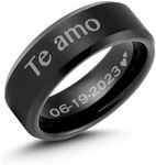 LerchPhi 8MM Titanium Mens Fashion Matte Brushed Black Custom Engrave Wedding Band Hypoallergenic Ring in Size 10