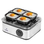 Elina Smart Stainless Steel Egg Boiler and Poacher | Boil up to 8 Eggs, Poach 4 eggs - 500 Watts | 3 Boiling levels: Soft, Middle and Hard | Auto Overheat Protection | Easy to clean | 1 Year Warranty