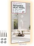 Infrared Wall Heater Panel Glass Mirror 800W Electric Radiant Heat Panel 24x47in. Energy Efficient Space Heater, Wall Mounted Infrared Heater for Indoor Use, Silent Heating Panel for Bathroom, Bedroom