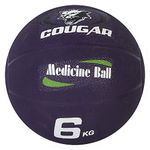 Cougar High Grip Rubber Moulded Medicine Ball Without Handle, (6 KG, Blue)