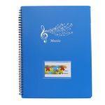 Music Sheet Folder Song File Clef Paper Storage Documents Holder Bag, Blank Plastic Concert Choral Folder A4 40 Pockets for Musicians and Band, Writable and 180-degree Spiral-Bound