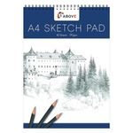 1ABOVE Artists Sketch pad,Spiral Bound Sketch Pad Sketch Paper for Artists. Ideal for The Studio, School Or at Home - 170gsm Cartridge Paper (A4)