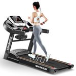 Sparnod Fitness STH-1200MF Foldable Motorized Treadmill with Massager for Home Use (3 HP Peak) - 12 Pre-Set Programs, Hi-Fi Speakers, Safety Key, 100 kg User Weight, Cup Holders