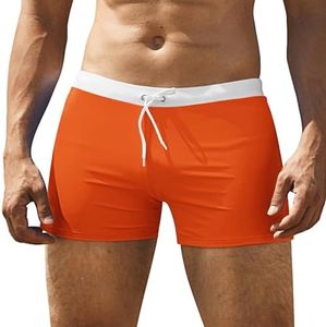 COOFANDY Men's Square Leg Swim Briefs Printed Swimsuit Athletic Swimwear Bathing Suit Swimming Trunks, Z Orange, Medium