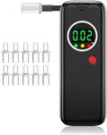 Breathalyzer,High-Accuracy Professional Alcohol Tester with 10 Mouthpieces,LCD Digital Display Alcohol Tester for Personal & Professional Use（Black）