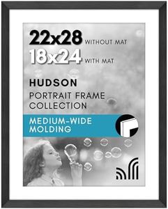 Americanflat 22x28 Poster Frame with Polished Plexiglass - Use as 18x24 Frame with Mat or 22x28 Frame Without Mat - Hudson Collection - Wide Photo Frame for Wall Display - Black