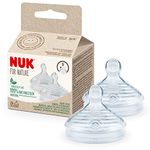 NUK for Nature Replacement Baby Bottle Teats | Small (0-6 Months) | Breast-Like Silicone with Anti Colic Vent | Sustainable, BPA-Free Materials | 2 Count