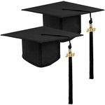 Lawei 2 Pieces Matte Graduation Cap with Tassel 2024, Black Graduation Hat, Breathable Unisex Adult Graduation Cap