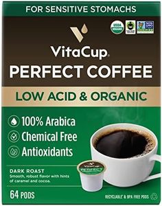 VitaCup Perfect Low Acid Coffee Pods, USDA Organic & Fair Trade, Mycotoxin Free, Dark Roast Guatemala Single Origin, Clean & Pure Single Serve Pod compatible w/Keurig K-Cup Brewers,64 CT