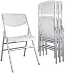 COSCO Ultra Comfort Plastic Folding Garden Chair Commercial XL White 4 Pack