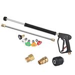 Aim Tools High Pressure Washer Gun Long Handle 4000 PSI with 5 Spray Nozzle Tips, 50cm Extension Wand, M22 14mm Fitting and Quick Connect Adapter, Car Jet Washer Cleaning Kit