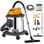 IBELL Wet and Dry Vacuum Cleaner for Home, 15 LTR Capacity,1200 W, 17 kPa Suction, Blower Function, HEPA Filter, Wet Vacuum Cleaner for Sofa, House Cleaning Machine,Stainless Steel Body (Yover YO1200)