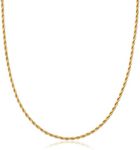 Barzel 18K Gold Plated Rope Chain Necklace - Made In Brazil (2 Milimeter, 24 Inches)