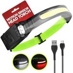 Spanner In The Works® | Head Torch - 230 Degree Led Headtorch Rechargeable Waterproof, Motion Sensor, XPE Headtorch Waterproof - Powerful Red Light LED Headband | 6 Mode Headlamp