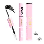Wosheer Eyelash Glue 2 In 1 Cluster Lash Bond and Seal for Eyelash Extensions Individual Cluster Lashes with Strong Hold Eyelash Waterproof 72h (Black Lash Glue)